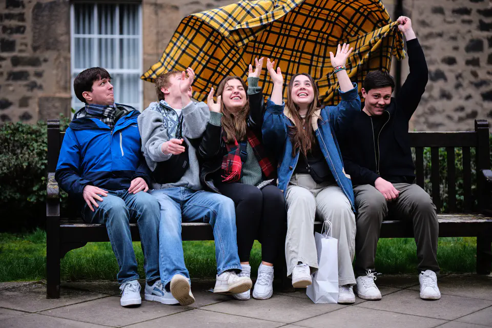 Students on bench.